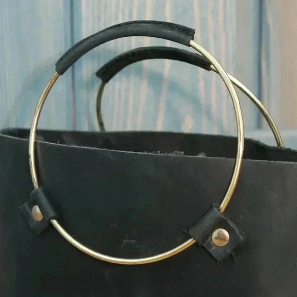 Black Tribe Alive Nubuck Leather Minimalist Chic Simple Purse Mini Bag Handbag - Picture 5 of 10